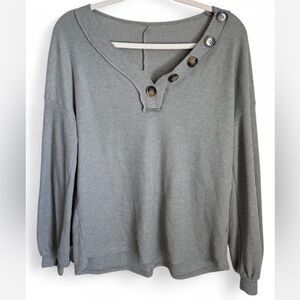 Elegant Gray Buttoned Women's Hoodie